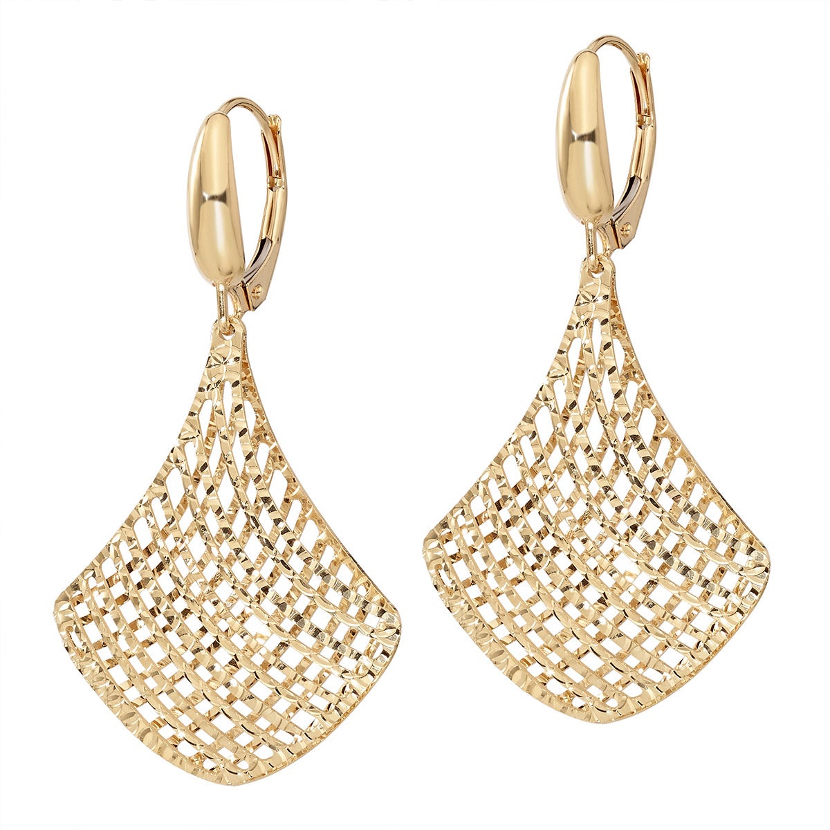 18KT Yellow Gold Dangle Earrings Made in Italy - Image 1