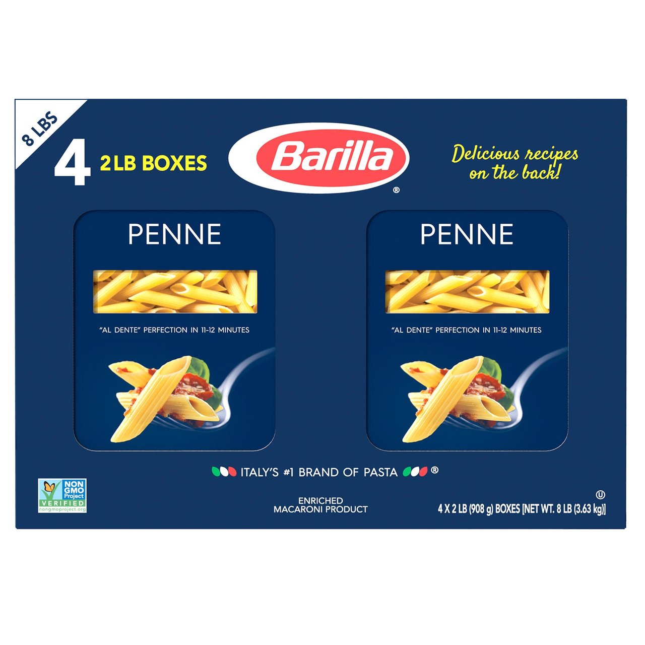 Barilla Penne Pasta 4 x 2 lb (8 lbs) - Image 1
