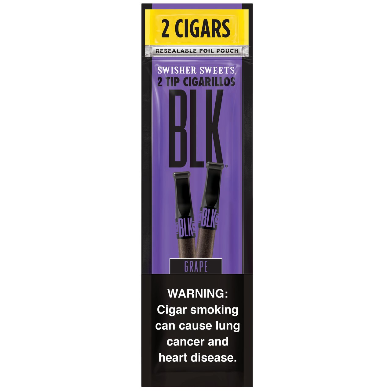 Swisher Sweets BLK Grape Tip Cigarillos, 15 Packs of 2 (30 Sticks) - Image 1