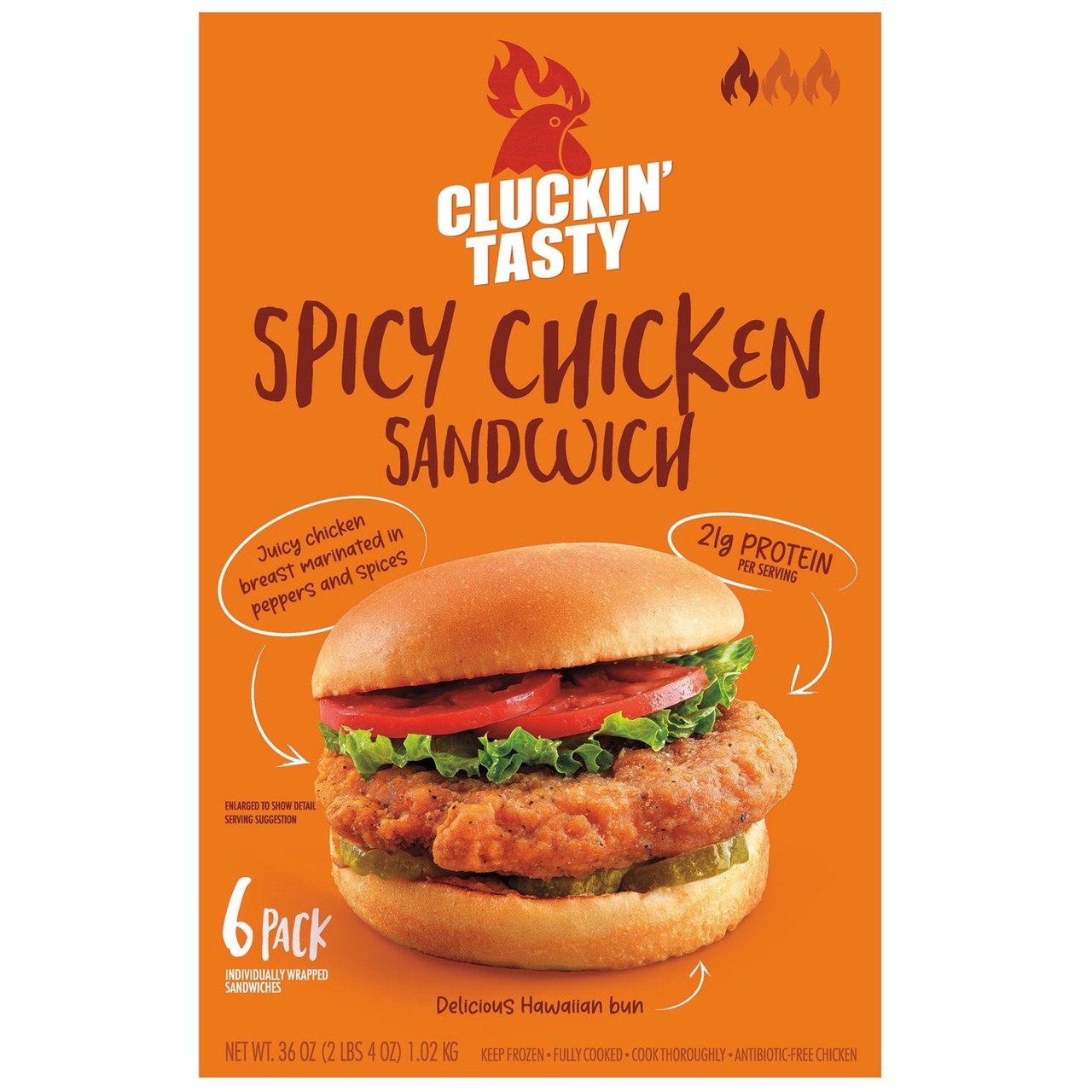 Cluckin' Tasty Spicy Chicken Sandwich, 6 ct / 6 oz - Image 1