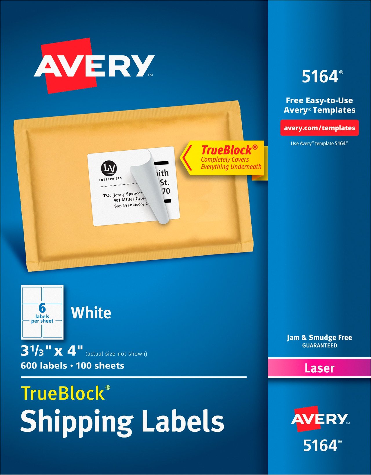 Avery Laser Labels 3-1/3" x 4", 600 CT - Image 1