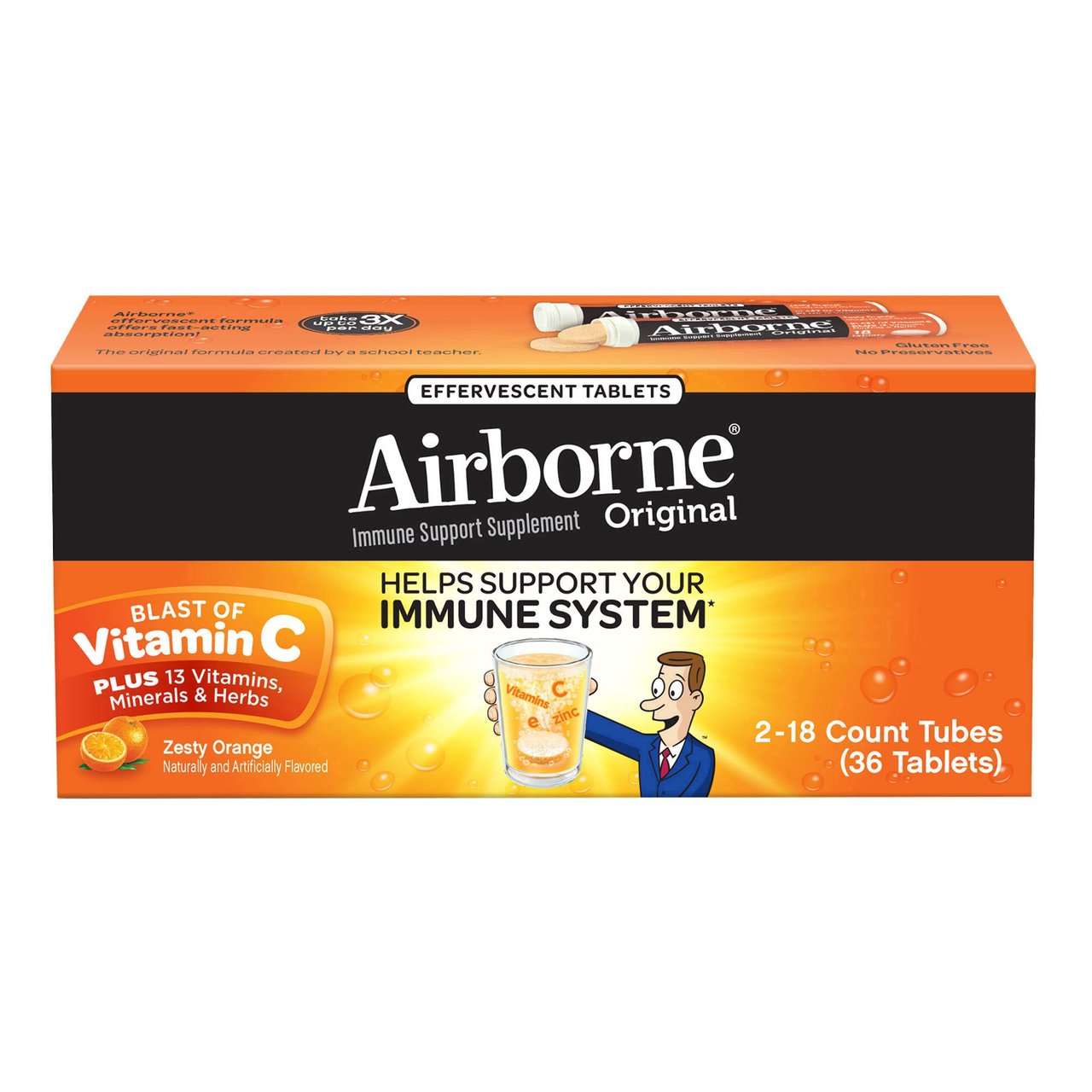 Airborne Effervescent Tablet Berry or Orange 2x18 Count - Image 1