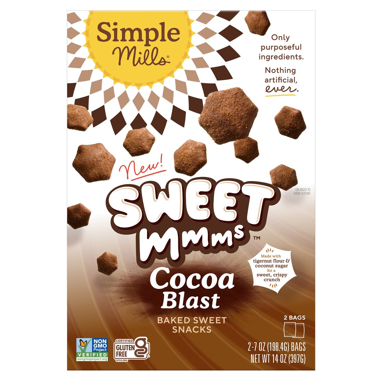 Simple Mills Sweet Mmms Cocoa Blast Baked Sweet Snacks, 2 x 7 oz - Image 1