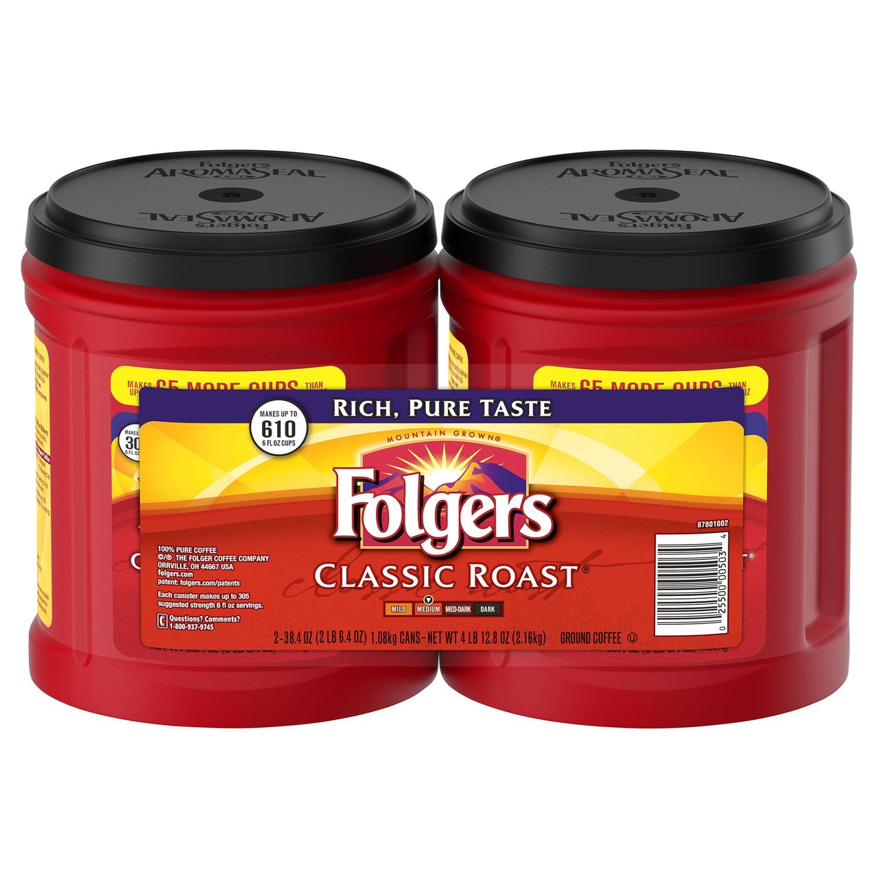 Folgers Classic Roast Ground Coffee, 2-Pack, 38.4 oz Each - Image 1