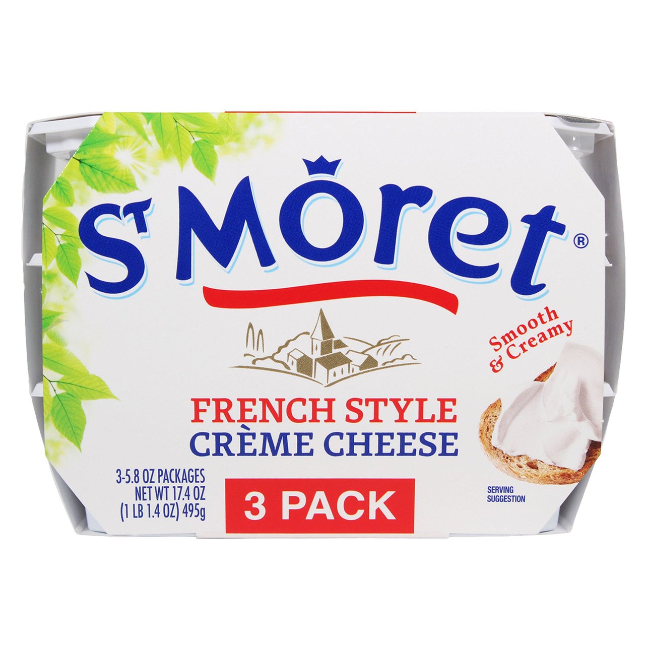 ST. MORET FRENCH CREME CHEESE 3/5.8 OUNCE PACKAGES - Image 1