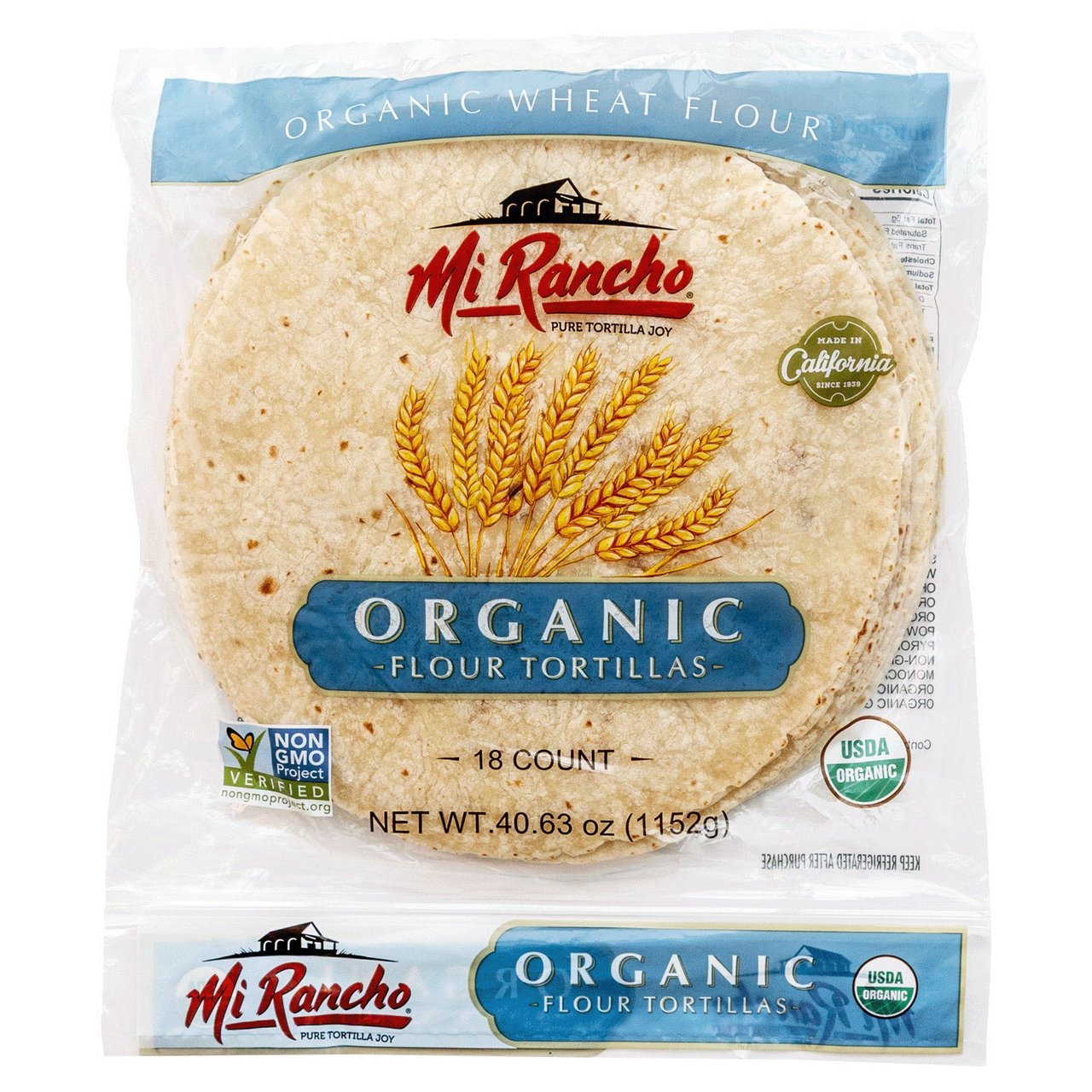 Mi Rancho Organic Wheat Flour Tortilla, 18 CT - Image 1