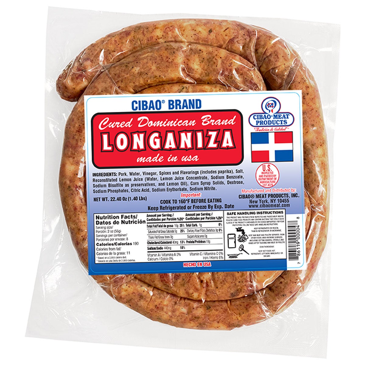 Cibao Cured Longaniza 22.4 oz (1.40 lbs)