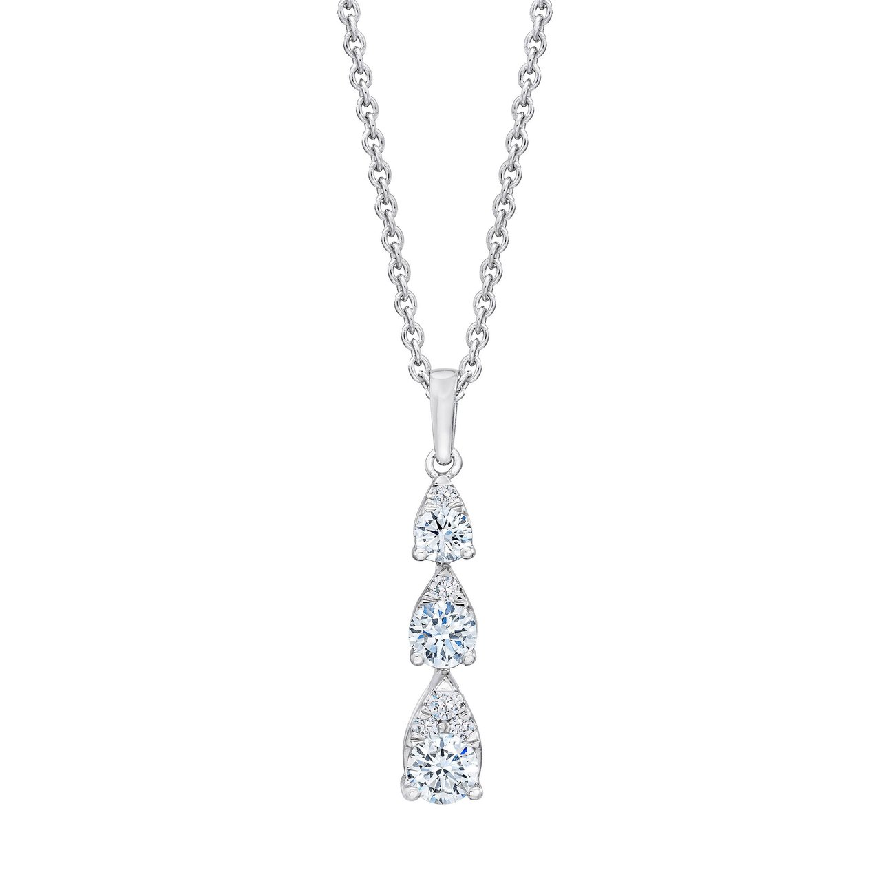 14KT White Gold VS2 G 0.40CTW Round Diamond Drop Pendant - Image 1