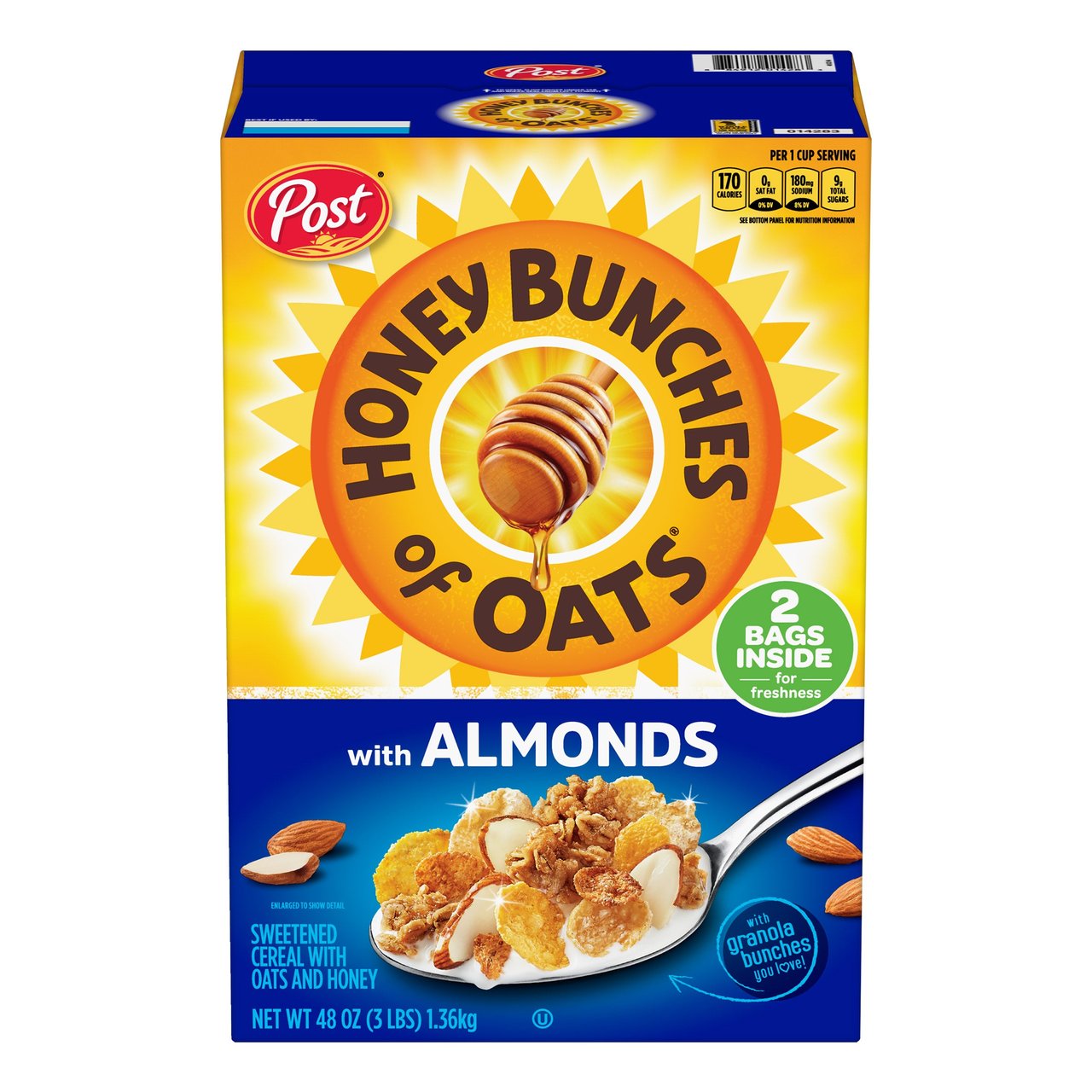 Post Honey Bunches of Oats with Almonds 48 oz (3 lbs) - Image 1