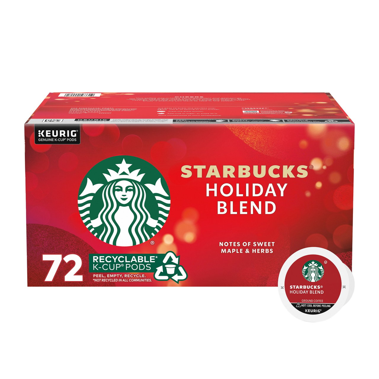 Starbucks Holiday Blend Medium Roast 72 CT K-Cup Pods - Image 1