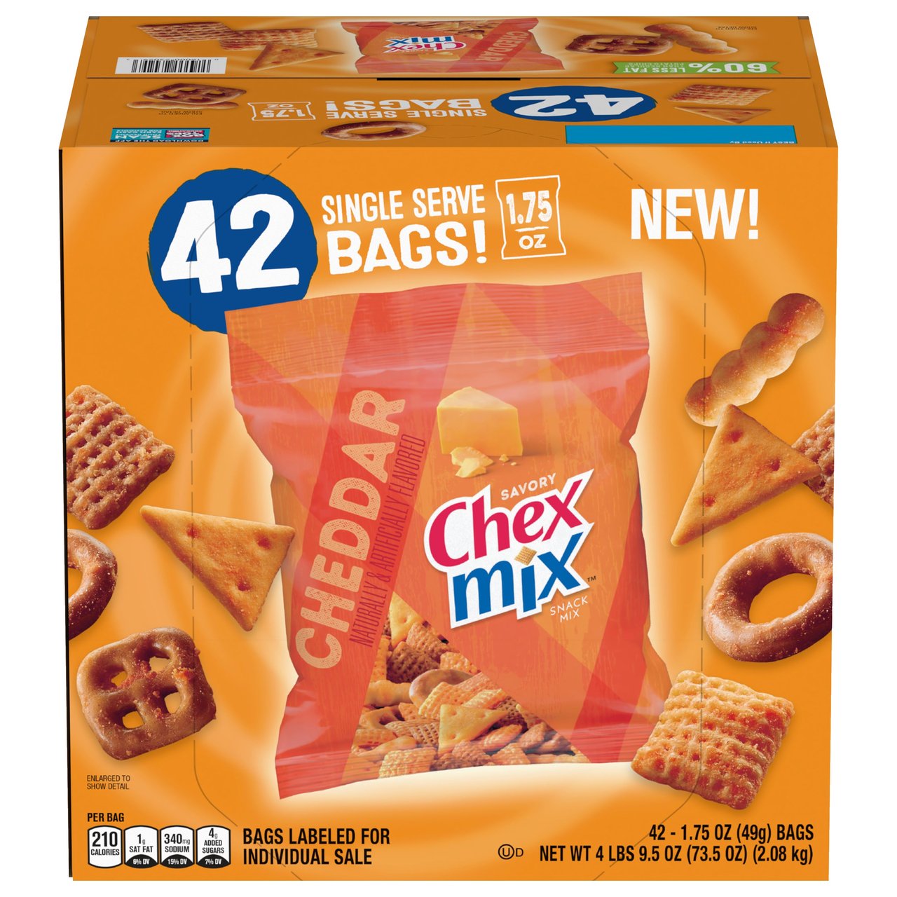 Chex Mix Cheddar Snack Mix, 1.75 oz, 42-Count - Image 1