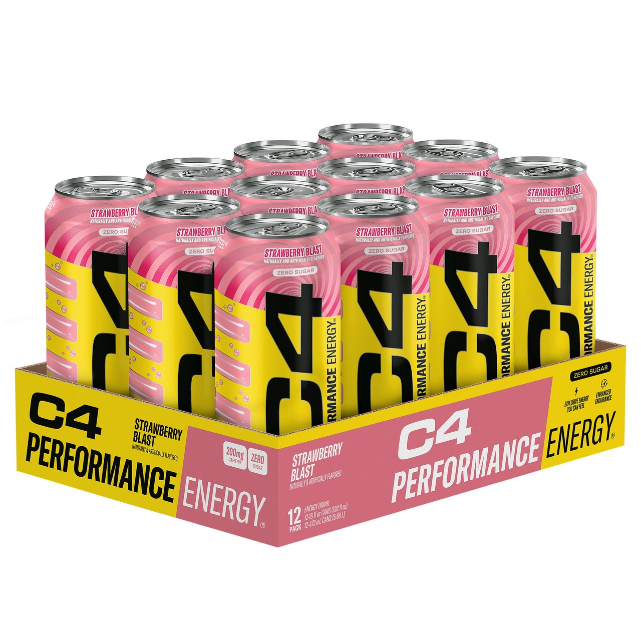 C4 Energy Strawberry Blast, 16 fl oz, 12-Count - Image 1
