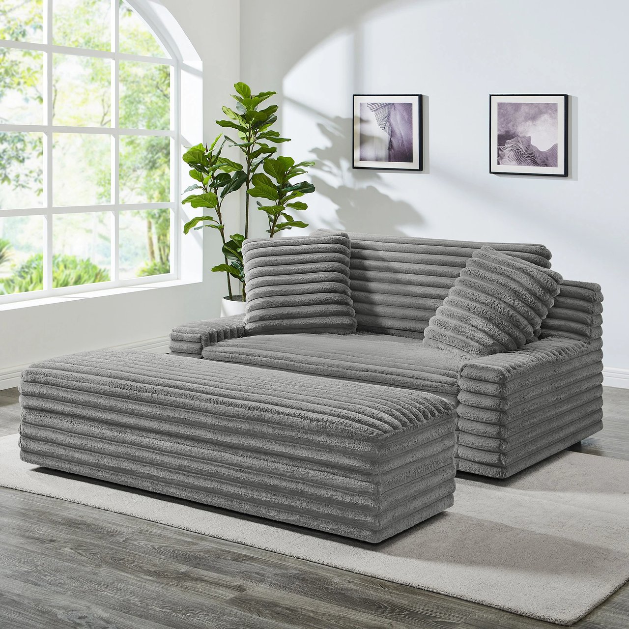 Thomasville Wills Oversized Chair with Storage Ottoman - Image 1