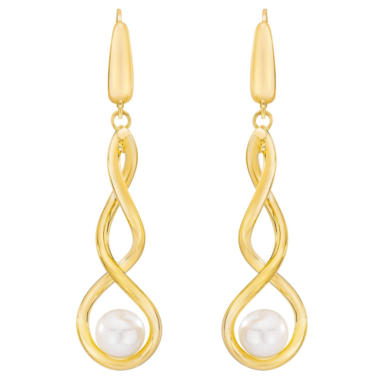 14kt Yellow Gold 7-8mm Freshwater Pearl Twist Earrings - Image 1