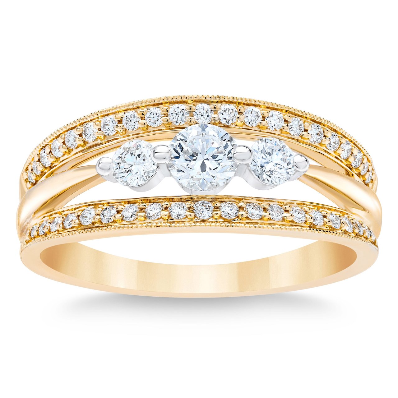 14kt Two-Tone Gold 0.60ctw VS2 I Round Diamond Band - Image 1