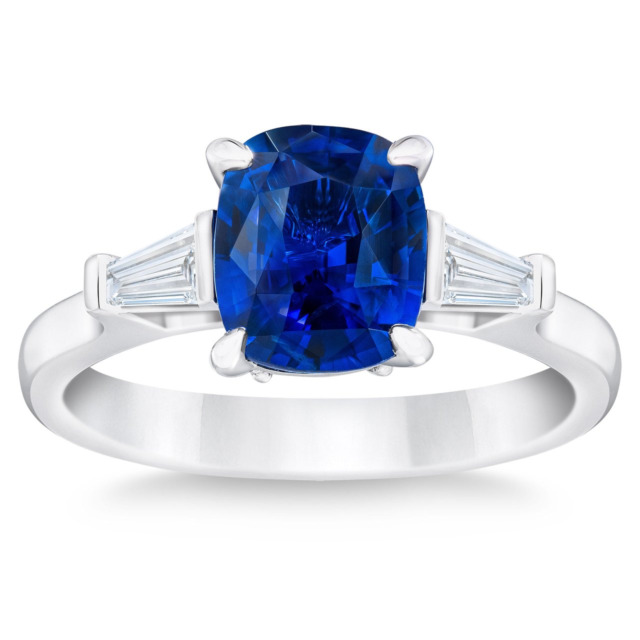 1.93ct Cushion Blue Sapphire & 0.35ctw Diamond 14kt White Gold Ring - Image 1
