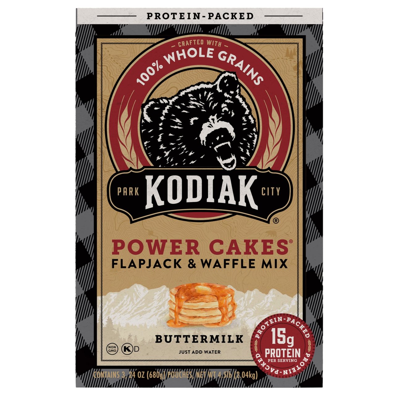 Kodiak Power Cakes Flapjack & Waffle Mix 3/24 Ounce Packages