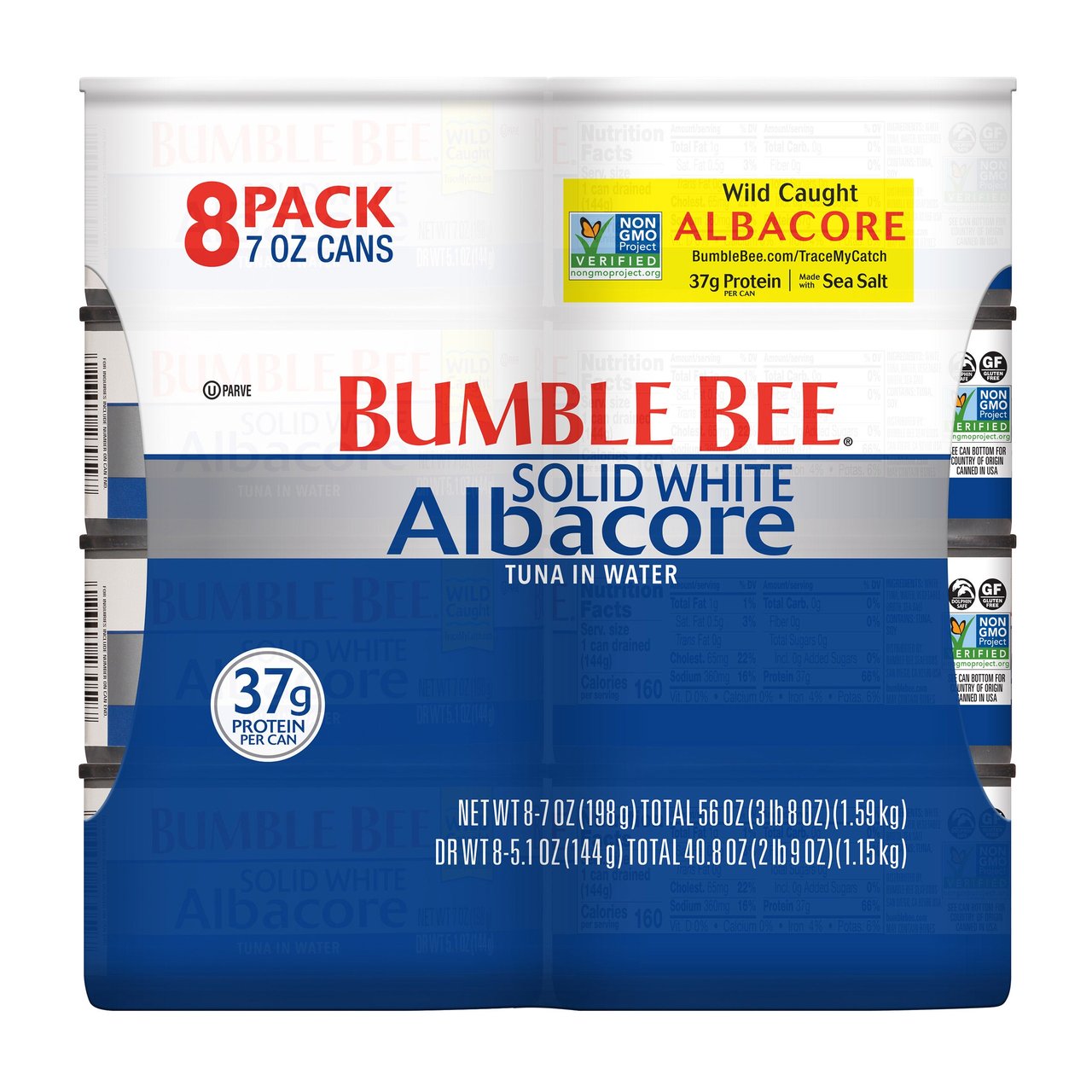 Bumble Bee Solid White Albacore Tuna in Water, 7 oz, 8-Count - Image 1
