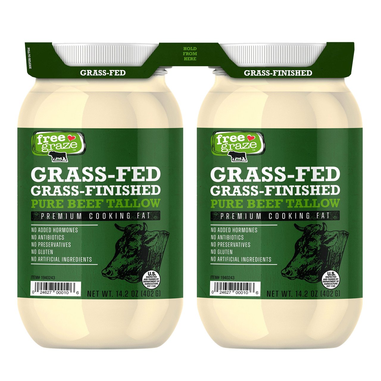 Free Graze Grass Finished Tallow 2/14.2 oz (1.77 lbs) - Image 1