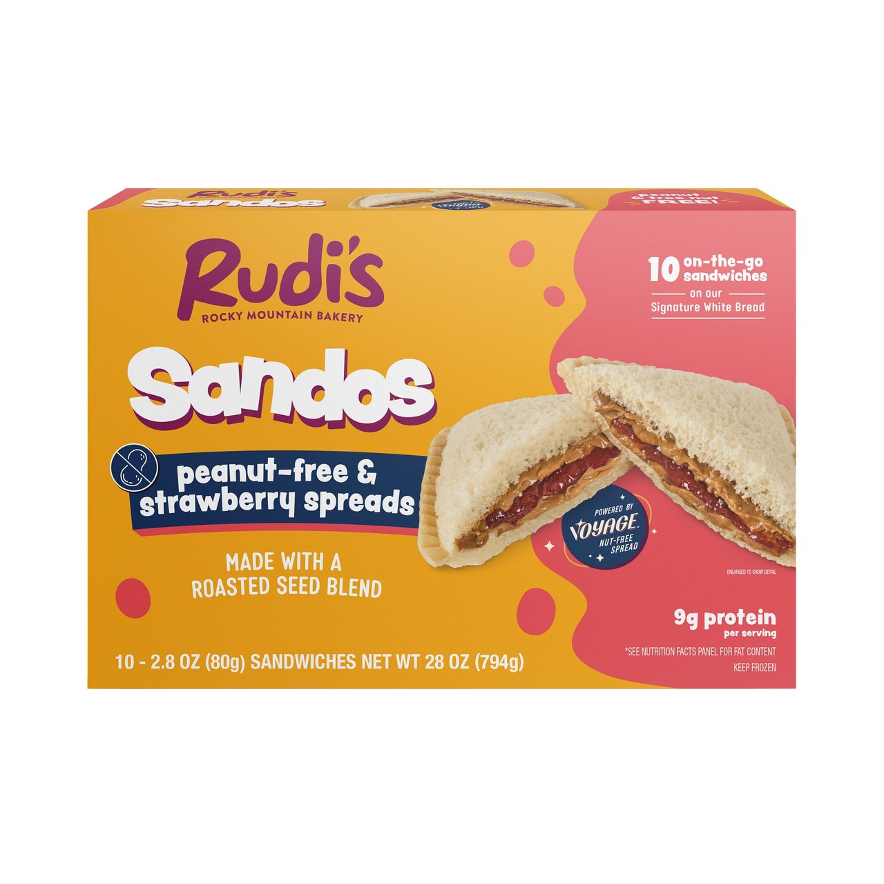 Rudi's PB Free & Strawberry Spread Sandos, 10/2.8 oz - Image 1