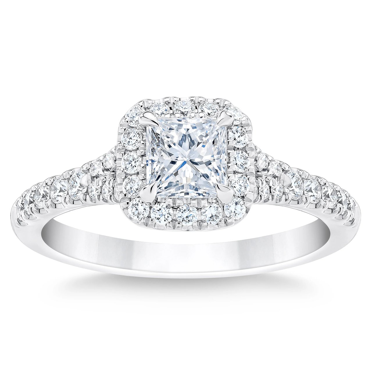 14kt White Gold VS2 I 1.07ctw Round Princess Diamond Halo Ring 0.70ct Center - Image 1