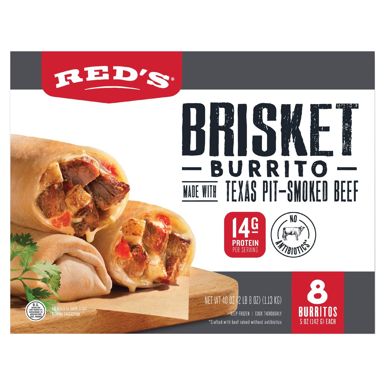 Red's Brisket Burrito, 8 Count, 5 oz Each - Image 1