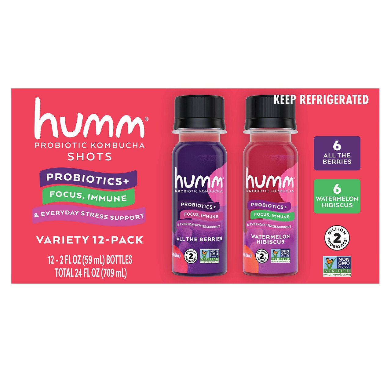 Humm Kombucha Probiotic Kombucha Shots 12/2 oz - Image 1