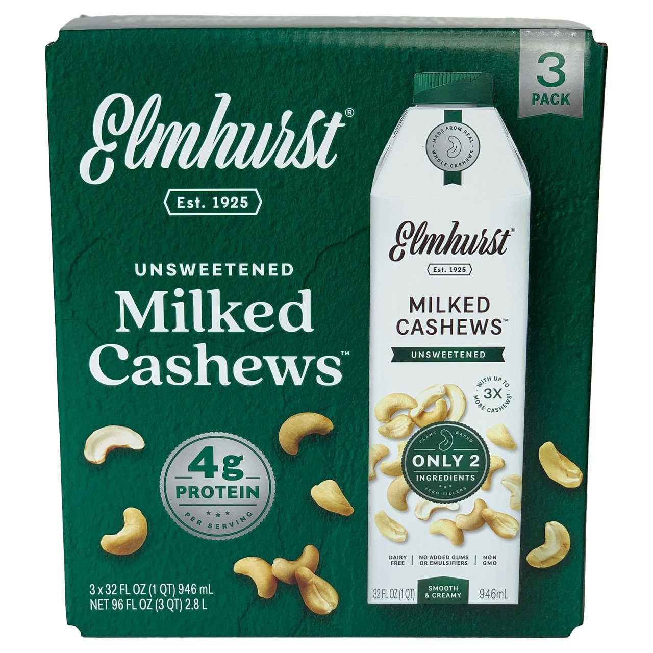 Elmhurst Unsweetened Cashew Milk 3/32 oz - Image 1