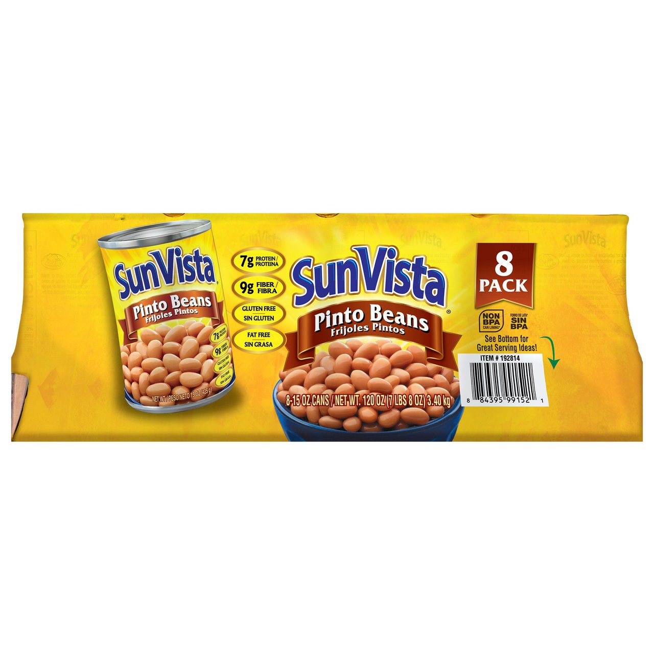 Sun Vista Pinto Beans, 8-Pack (15 oz Each) - Image 1