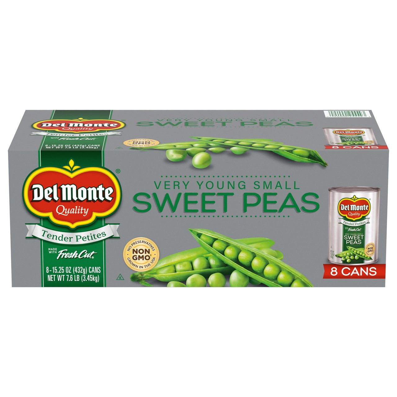 Del Monte Young Sweet Peas, 15.25 oz, 8-Count - Image 1