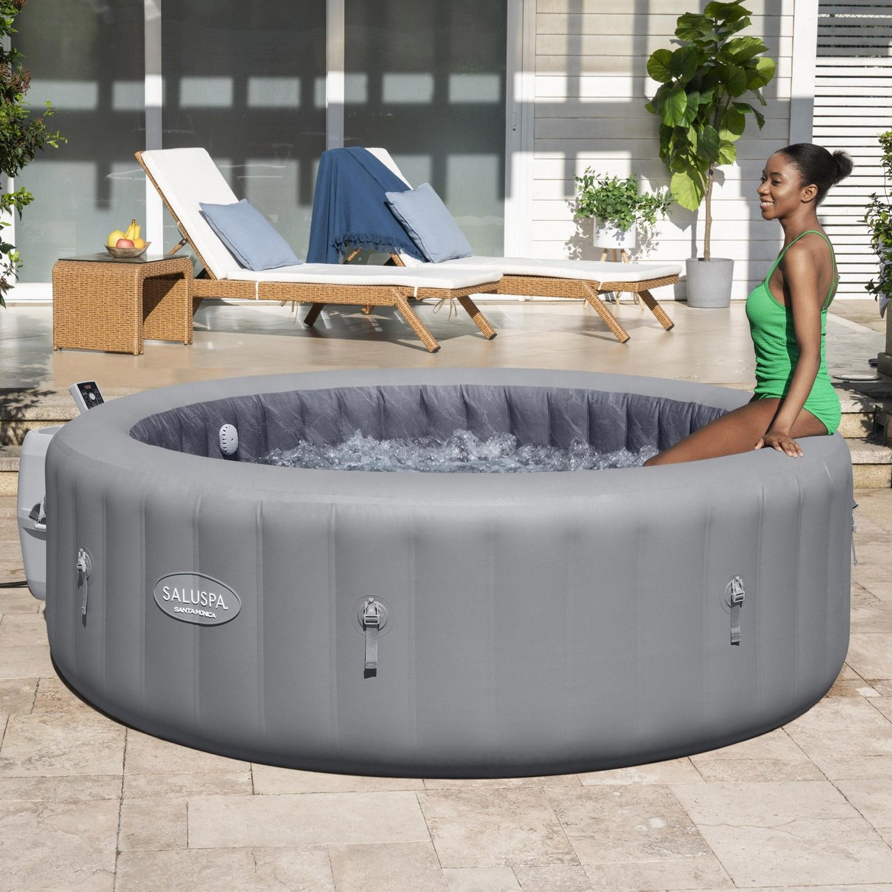 SaluSpa Santa Monica MaxHold EnergySense Smart AirJet 7-Person Gray - Image 1
