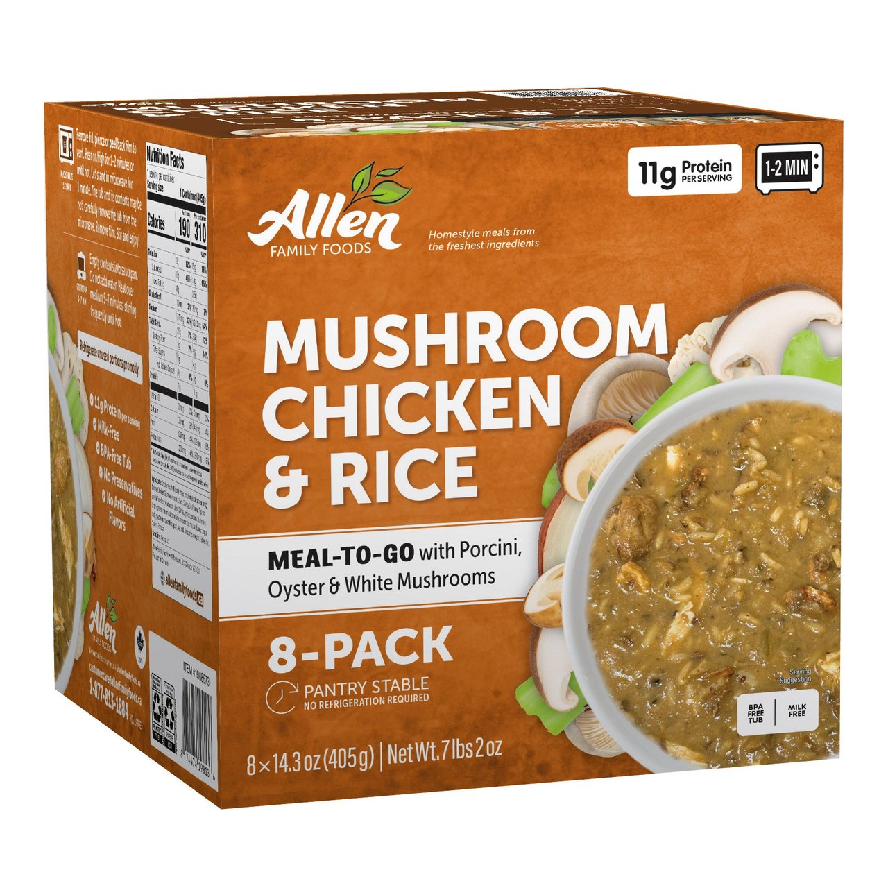 Allen Family Foods Mushroom Chicken Rice Soup 8/14.3 oz - Image 1