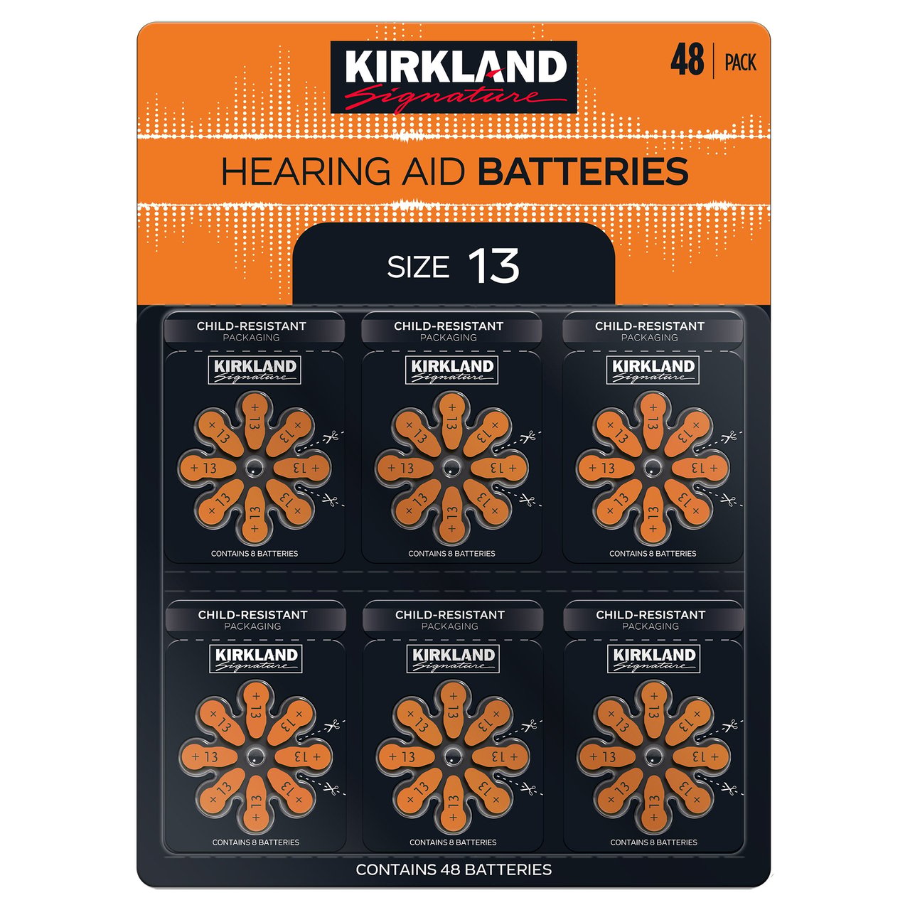 Kirkland Signature Hearing Aid Battery Zinc Air Size 13 48-Pack