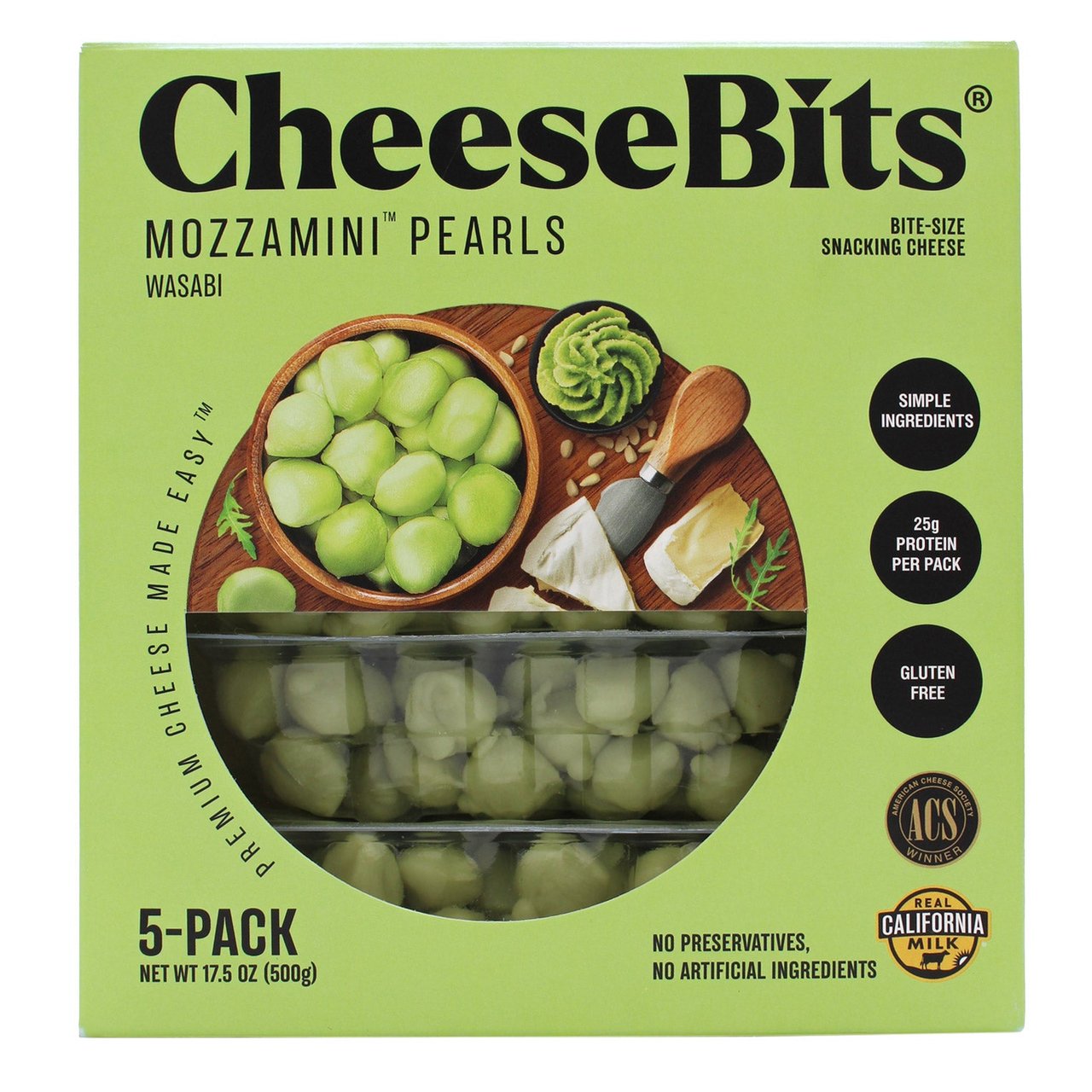 Mozzamini Pearls Wasabi Snack Cheese, 5 x 3.5 oz - Image 1