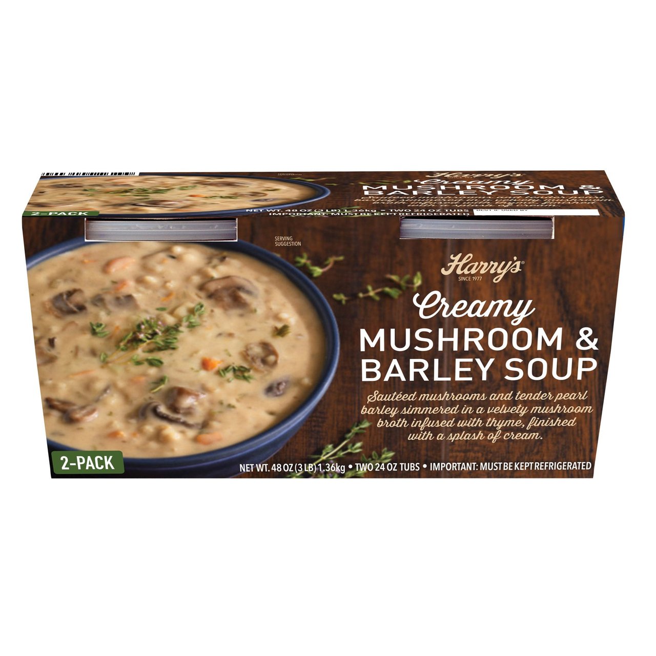 Harry's Creamy Mushroom Barley Soup 2/24 oz - Image 1