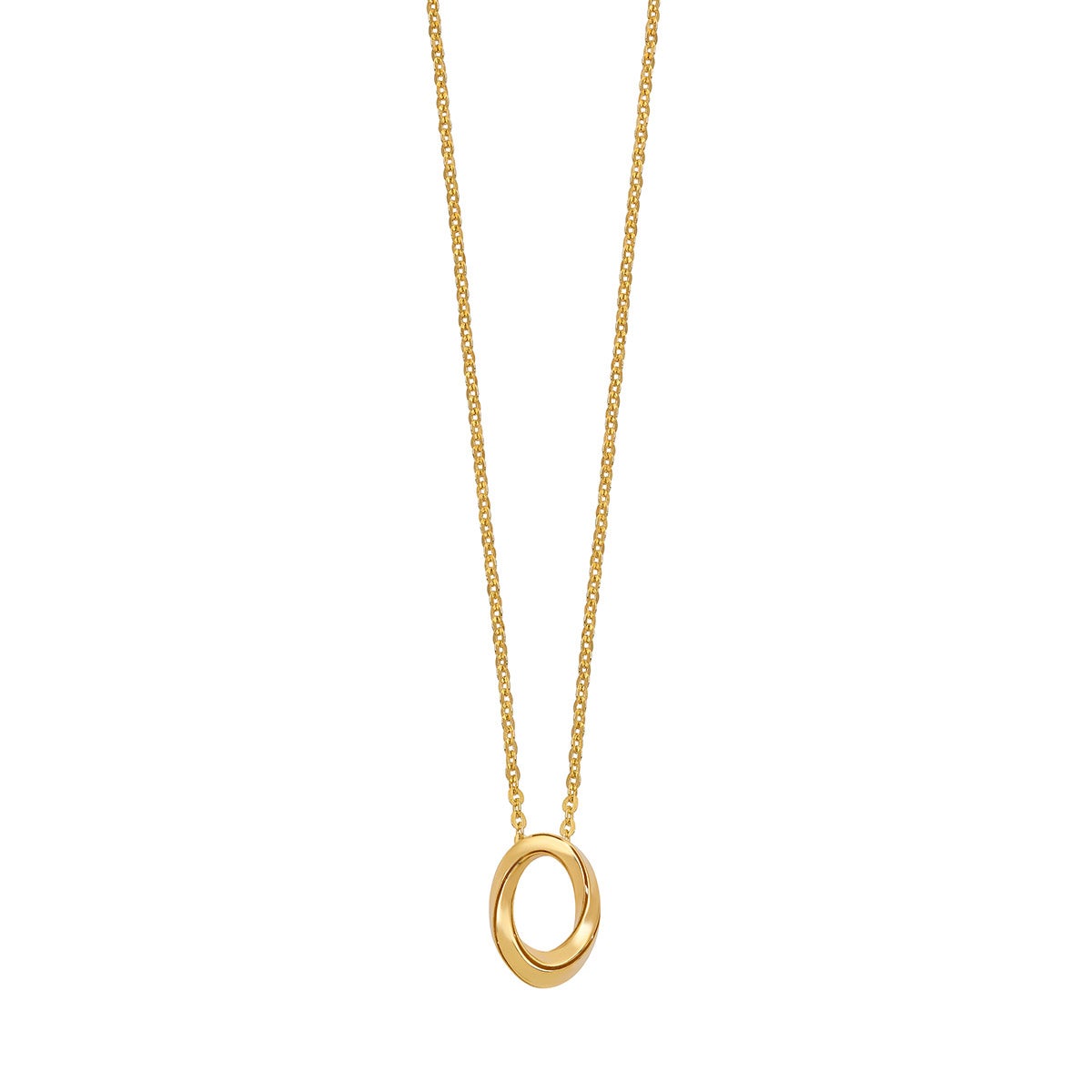 14kt Yellow Gold Swirl Oval Pendant 18" Made in Italy - Image 1