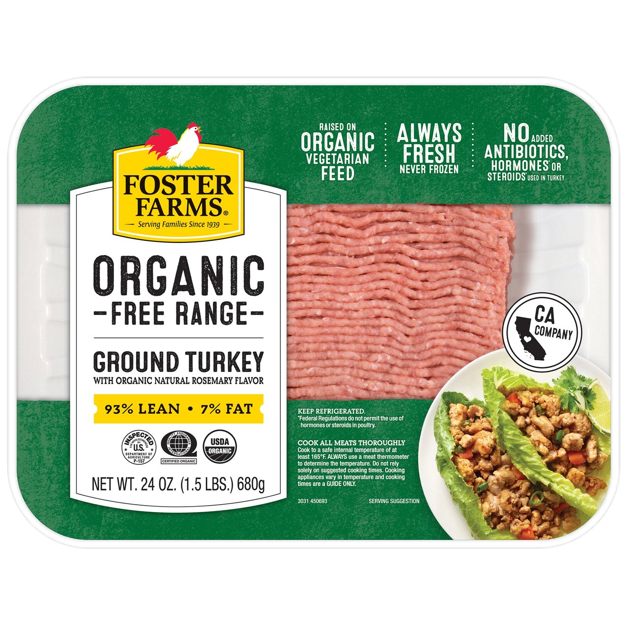 Organic Ground Turkey 93% Lean / 7% Fat, 2 - 1.5 lb Units