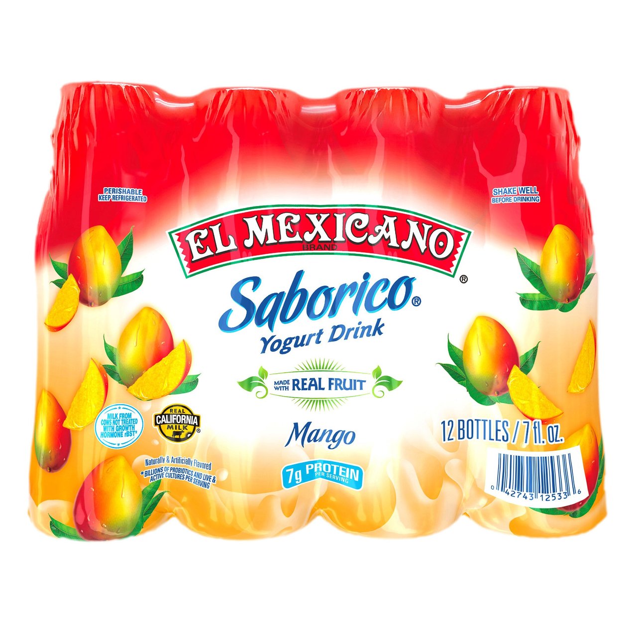 El Mexicano Saborico Mango Yogurt Drink, 12-Pack, 7 fl oz Each - Image 1