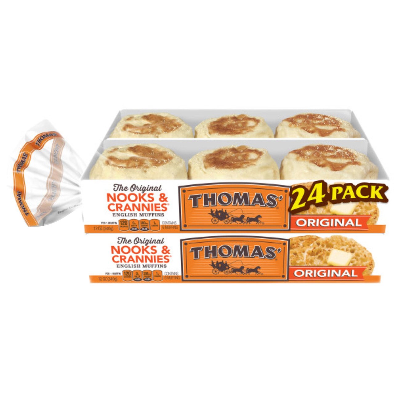 Thomas' English Muffins 4 Pack, 12 Ounces Each - Image 1