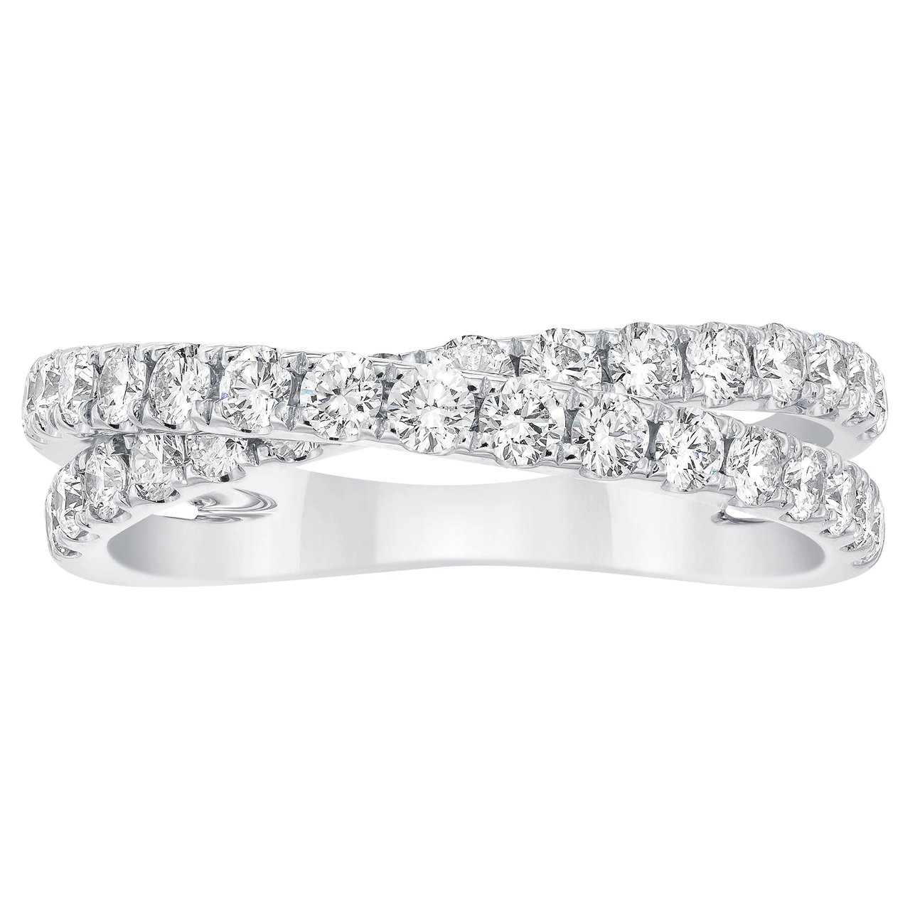 14K White Gold 0.90 CTW VS2, I Round Brilliant Diamond Band, Size 6 - Image 1