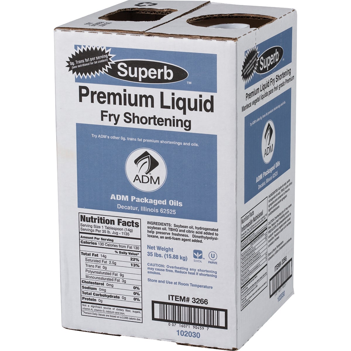 Superb Premium Creamy Liquid Frying Oil No Trans Fat, 35 Pounds - Image 1