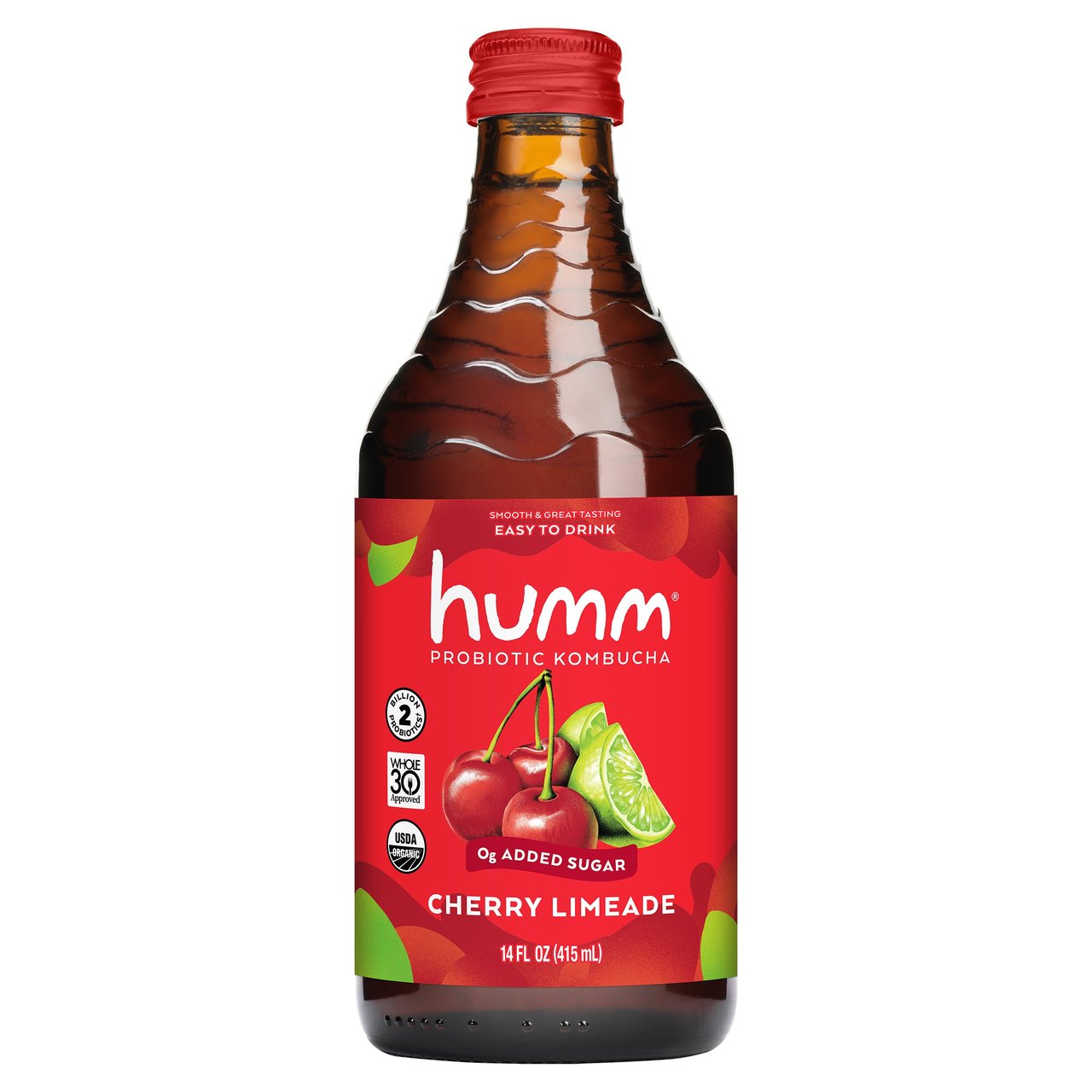 Humm Organic Kombucha Cherry Limeade 12/14 FL OZ - Image 1