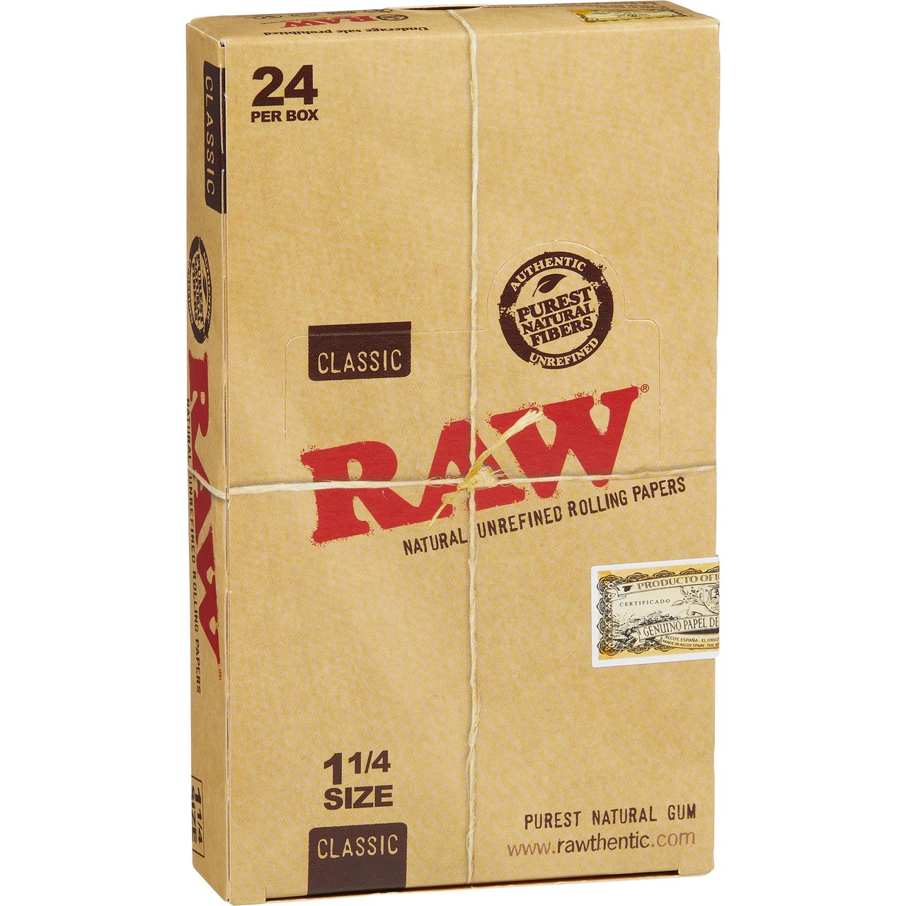 RAW Classic 1 1/4 Size Rolling Papers, 24 Booklets Per Box
