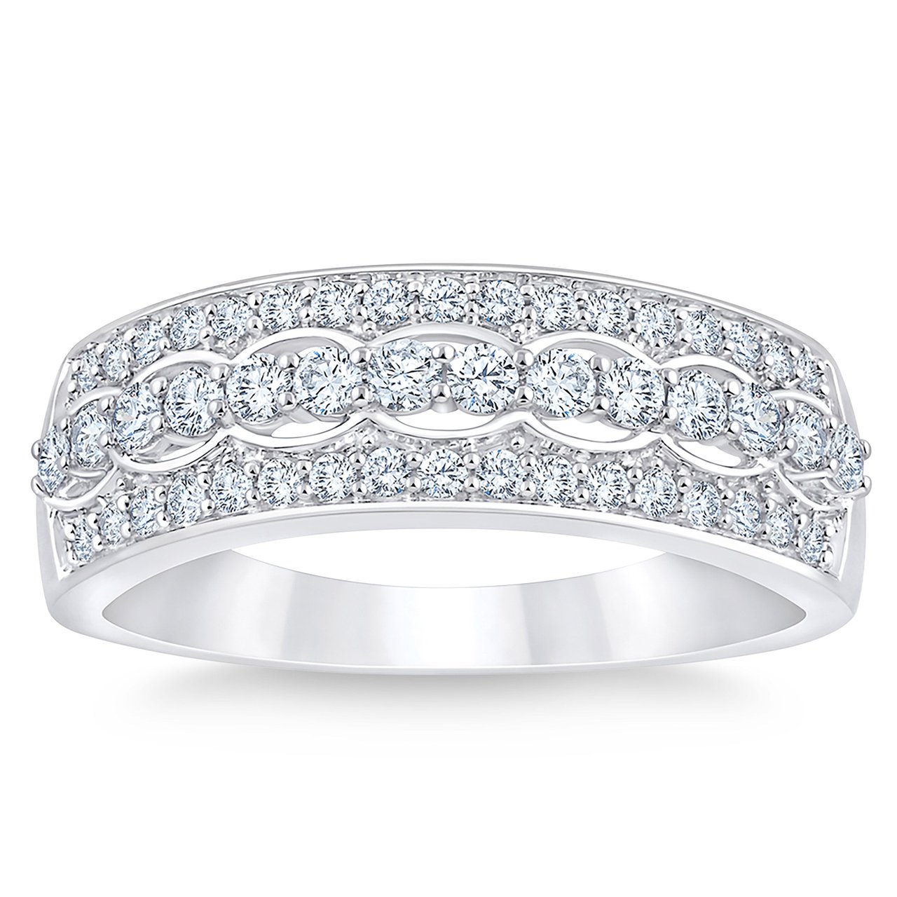 14kt White Gold VS2 I 0.50 ctw Round Diamond Band - Image 1