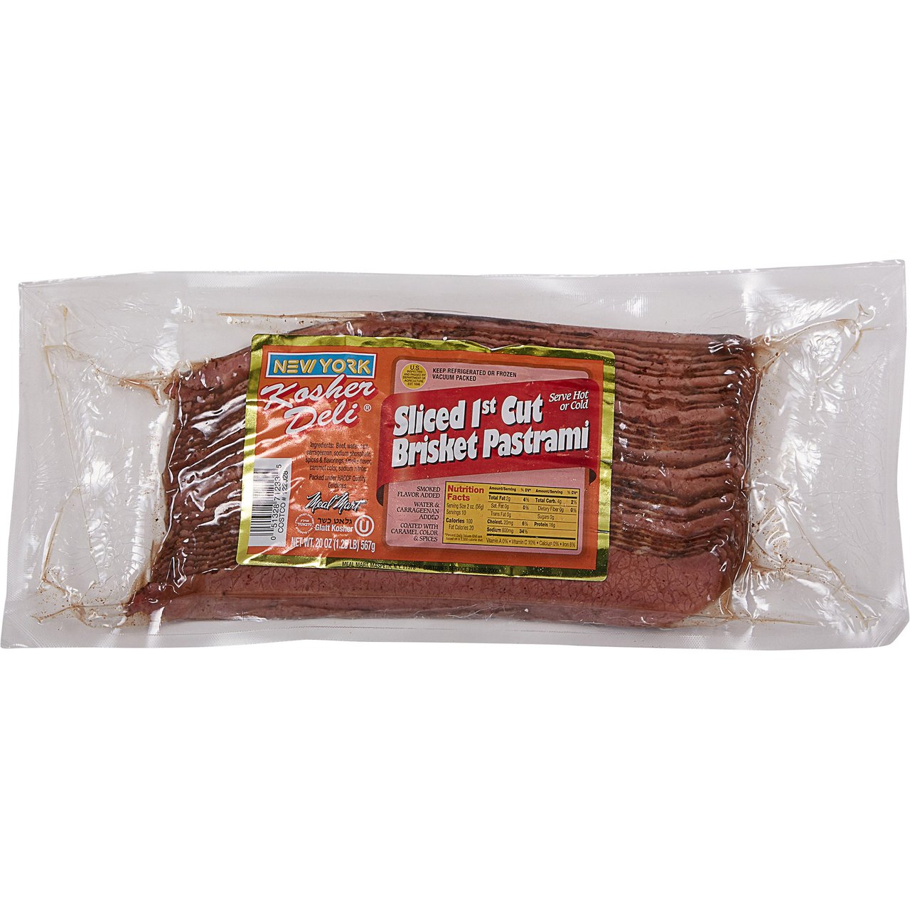 NY Deli Glatt Kosher Premium Slice Pastrami 1.25 Pounds