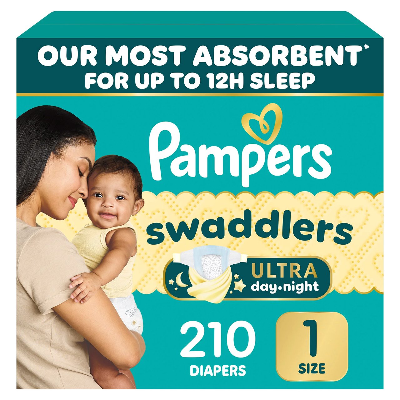 Pampers Swaddlers Ultra Size 1, 210 Count - Image 1