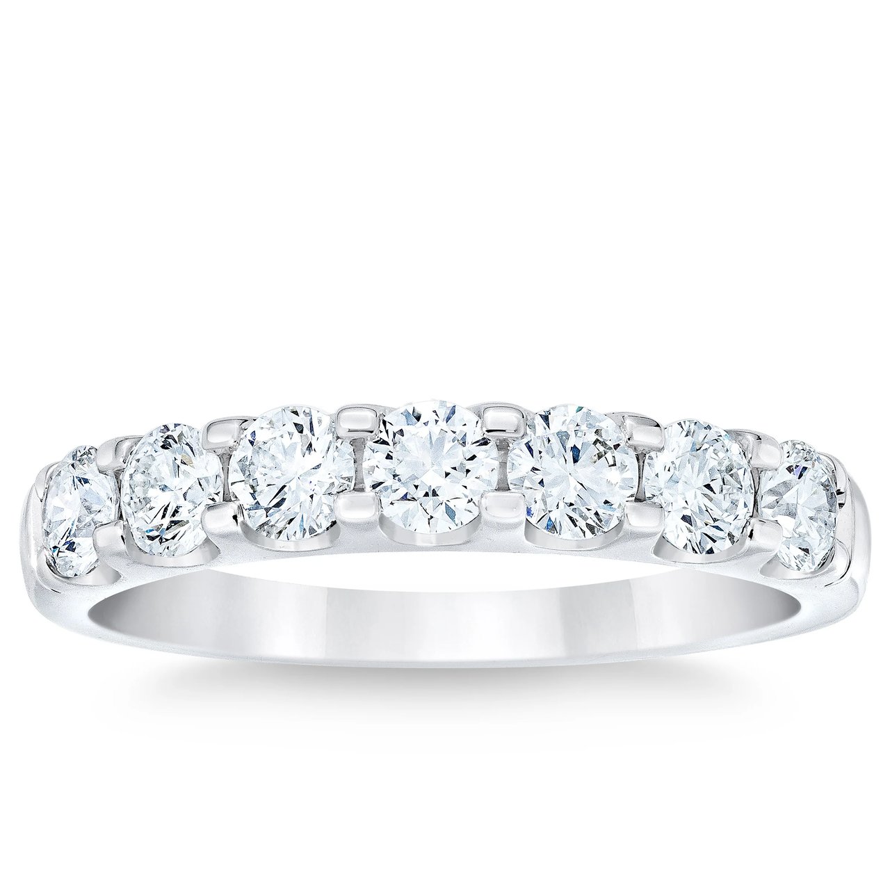 14kt White Gold VS2 G 1.00 CTW Round Diamond 7 Stone Band - Image 1