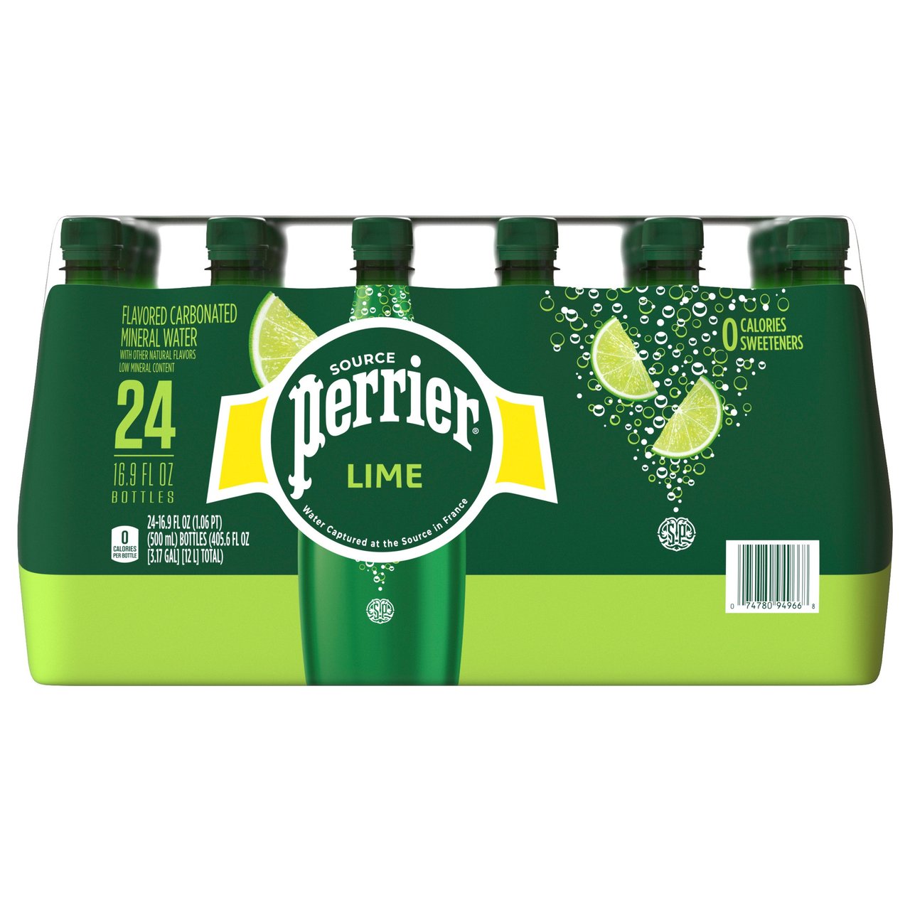 Perrier Lime Sparkling Mineral Water, 24 Count, 16.9 oz Each - Image 1