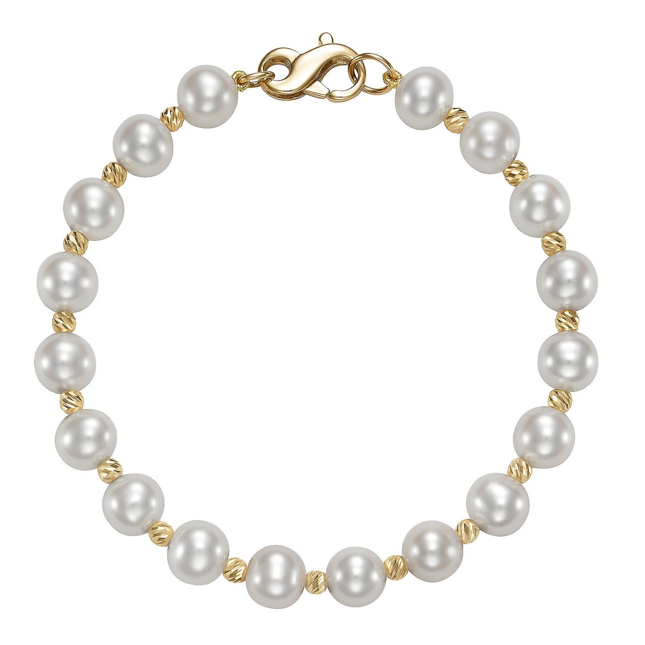 14kt Gold 7-7.5mm Freshwater Cultured Pearl 7.5" Bracelet - Image 1