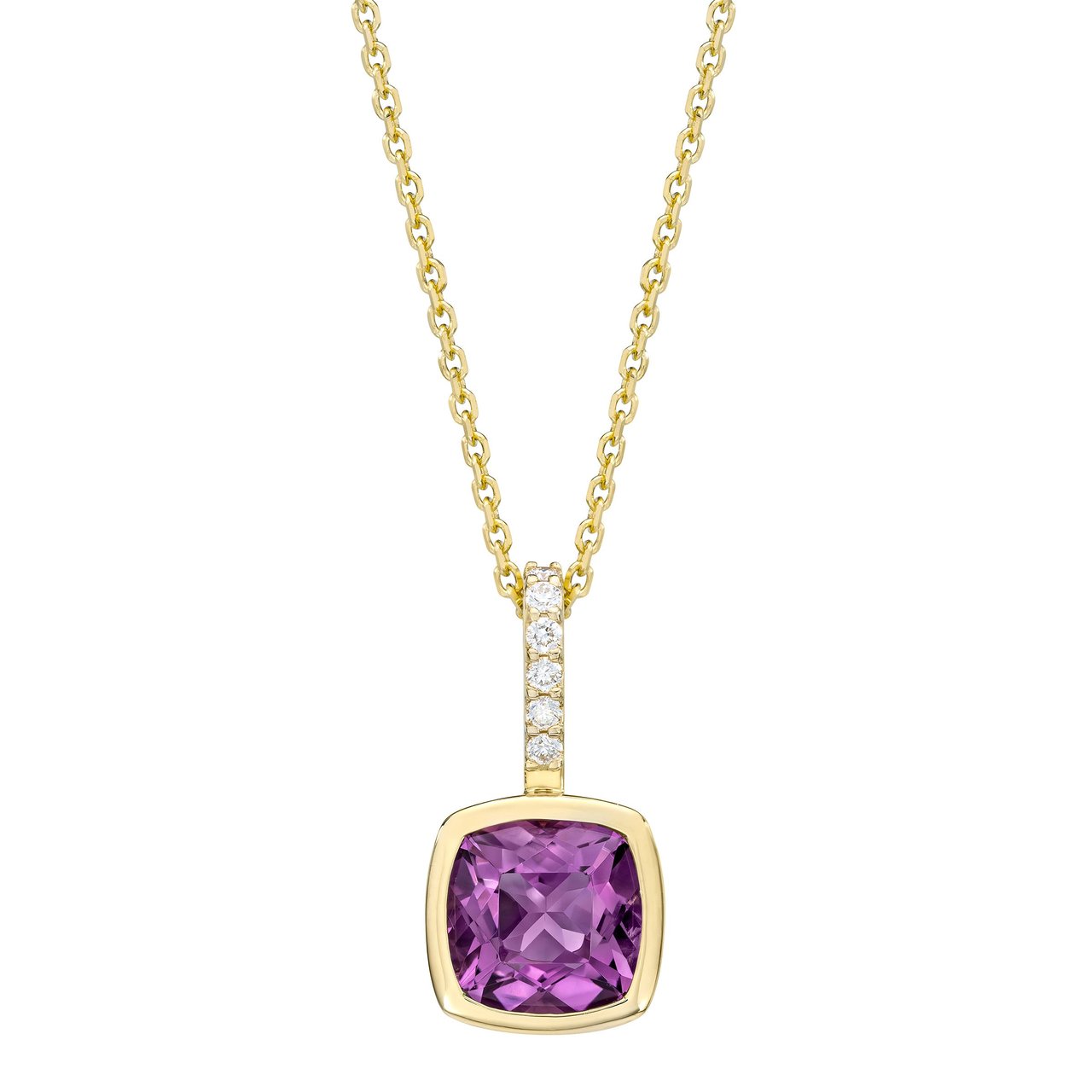 14kt Yellow Gold VS2 I 0.05 ctw Diamond & Amethyst 20" Pendant - Image 1